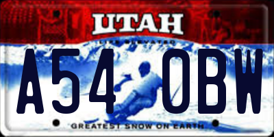 UT license plate A540BW