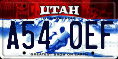 UT license plate A540EF