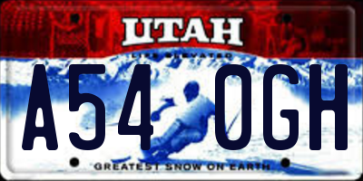 UT license plate A540GH
