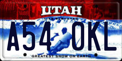 UT license plate A540KL
