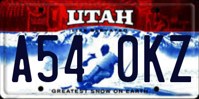 UT license plate A540KZ