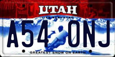 UT license plate A540NJ