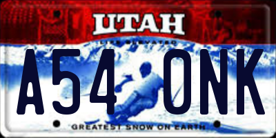 UT license plate A540NK