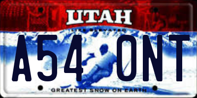 UT license plate A540NT