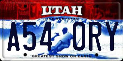 UT license plate A540RY