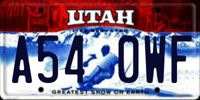 UT license plate A540WF