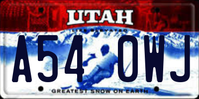 UT license plate A540WJ