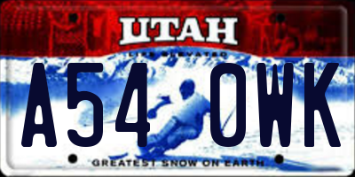 UT license plate A540WK