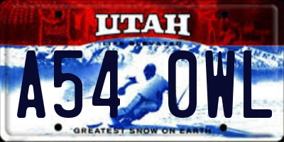 UT license plate A540WL