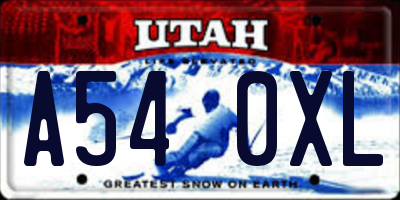 UT license plate A540XL