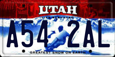 UT license plate A542AL
