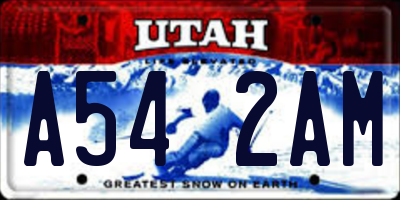 UT license plate A542AM