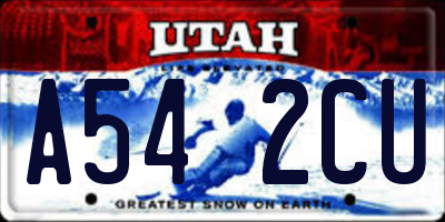 UT license plate A542CU