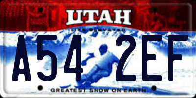 UT license plate A542EF