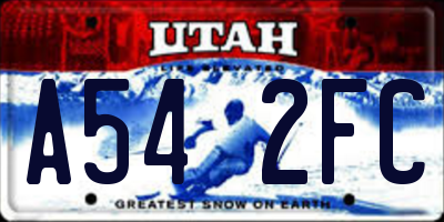 UT license plate A542FC
