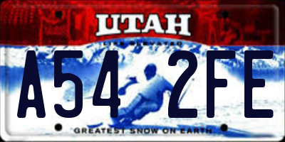UT license plate A542FE