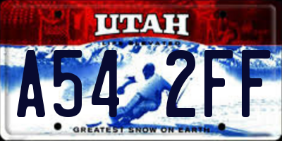 UT license plate A542FF