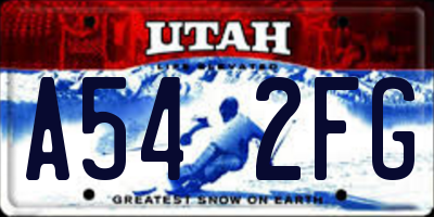 UT license plate A542FG