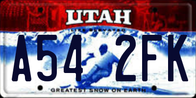 UT license plate A542FK