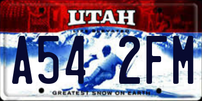 UT license plate A542FM
