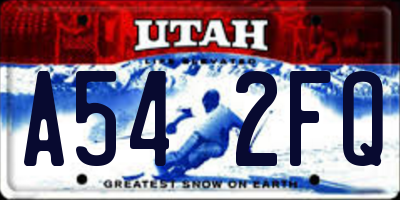 UT license plate A542FQ