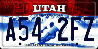 UT license plate A542FZ