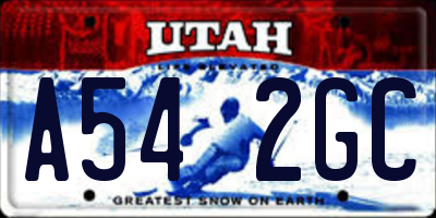 UT license plate A542GC