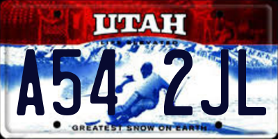UT license plate A542JL
