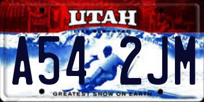 UT license plate A542JM