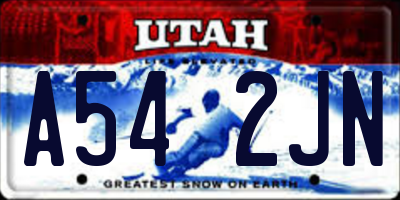 UT license plate A542JN