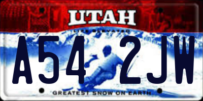 UT license plate A542JW