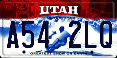 UT license plate A542LQ