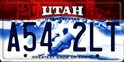 UT license plate A542LT
