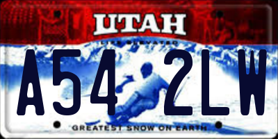 UT license plate A542LW