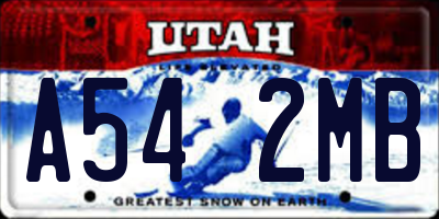 UT license plate A542MB