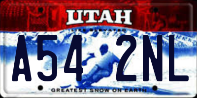 UT license plate A542NL