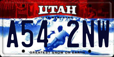 UT license plate A542NW