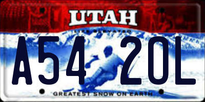 UT license plate A542OL