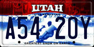 UT license plate A542OY