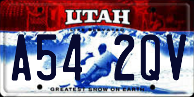 UT license plate A542QV