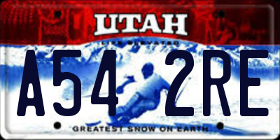 UT license plate A542RE