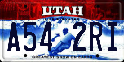UT license plate A542RI