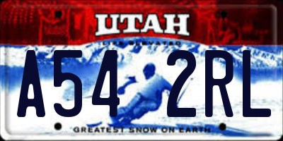 UT license plate A542RL