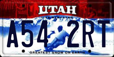 UT license plate A542RT