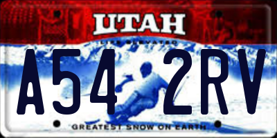 UT license plate A542RV