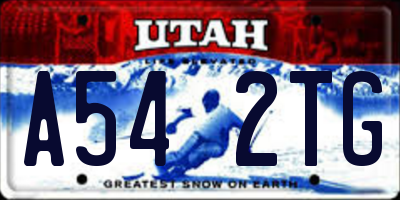 UT license plate A542TG