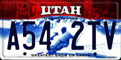 UT license plate A542TV
