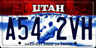 UT license plate A542VH