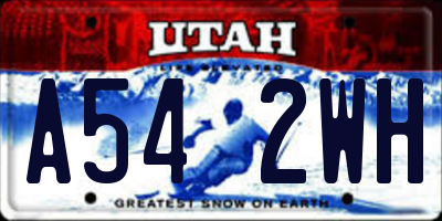UT license plate A542WH