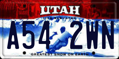 UT license plate A542WN